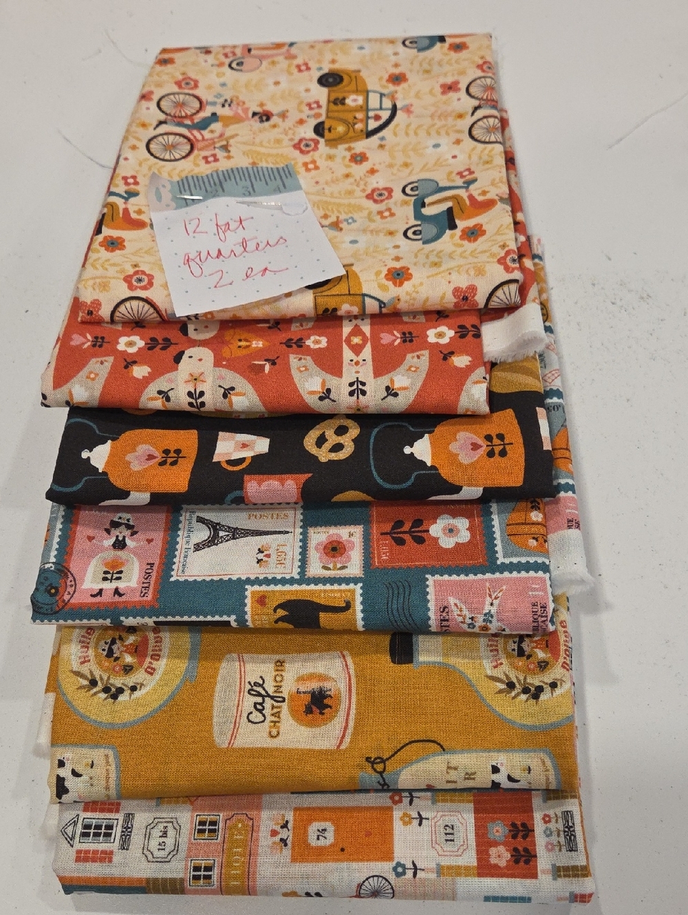 Bon Voyage FAT QUARTER Bundle. 12 Cuts,  2 Each Sterile Style